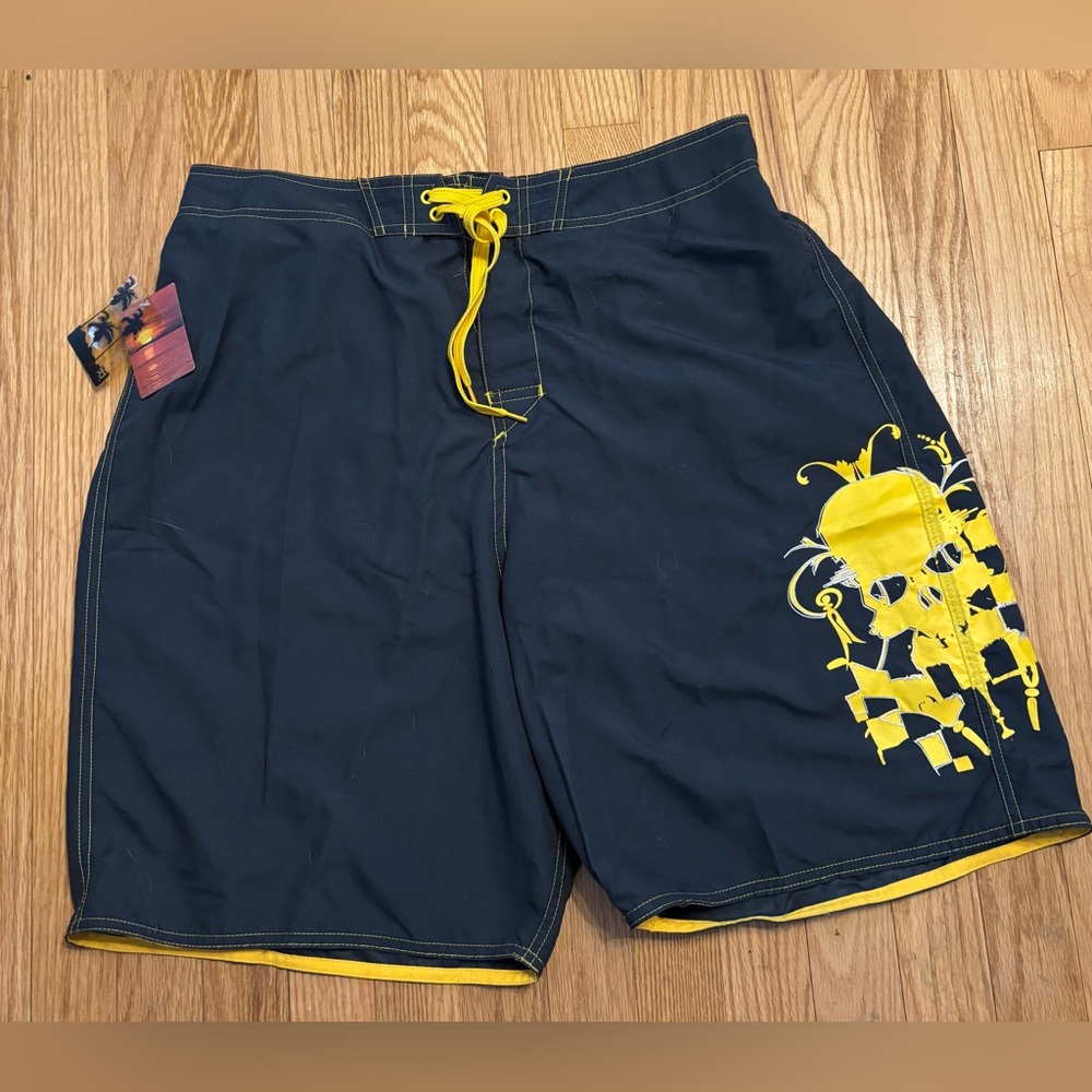 NWT Joe Boxer Black Board Shorts With Skeleton Graphic -Size Large